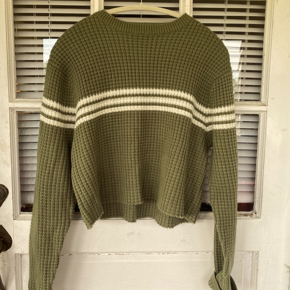 green and white striped sweater